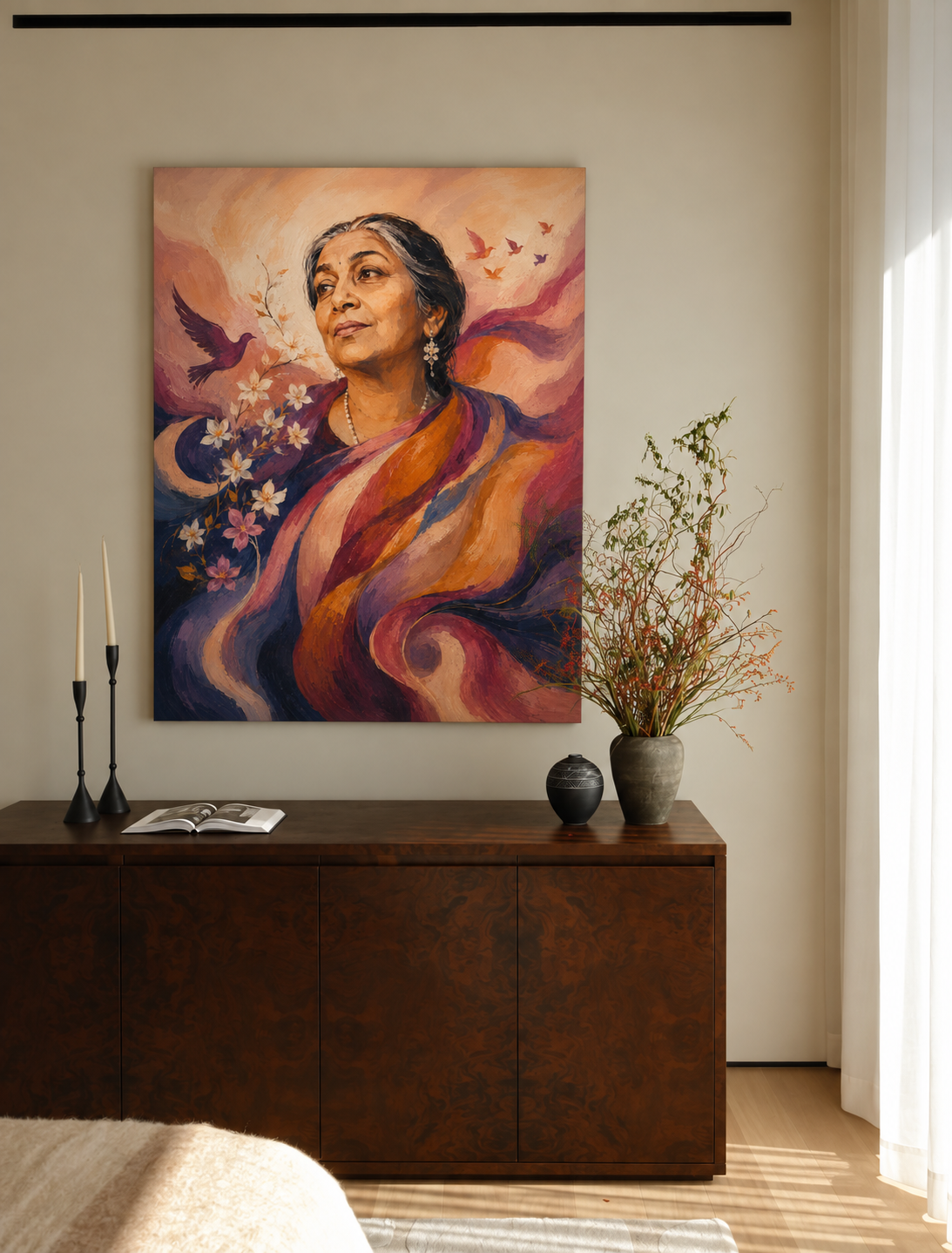 Handpainted – “The Nightingale of India”: Sarojini Naidu, Contemporary Heritage Painting