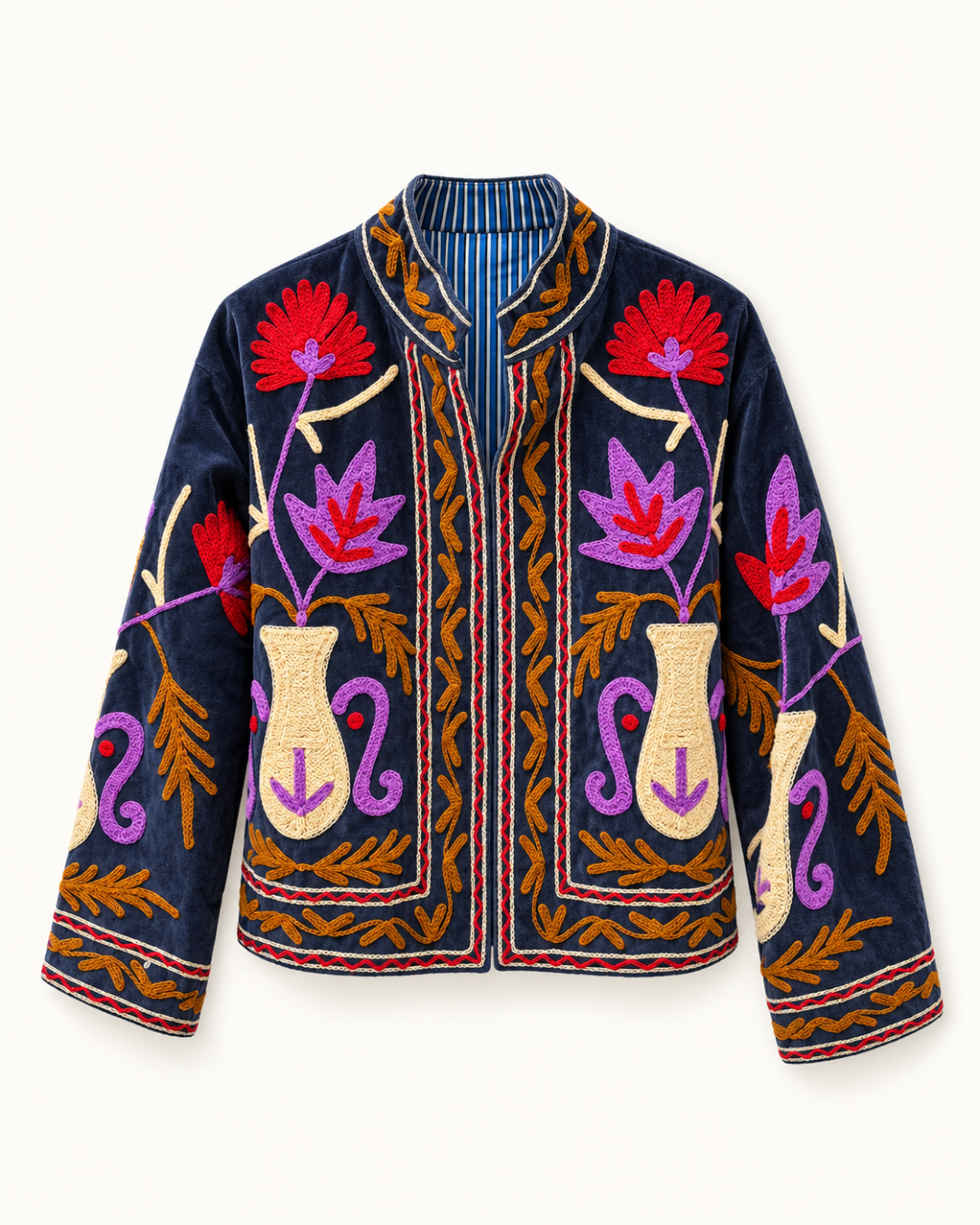 Gulbahar Jacket (Unisex) – Navy Multicolour Embroidered Jacket