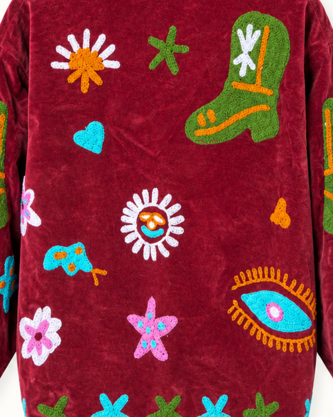 Afsana Jacket (Unisex) – Burgundy Multicolour Embroidered Jacket