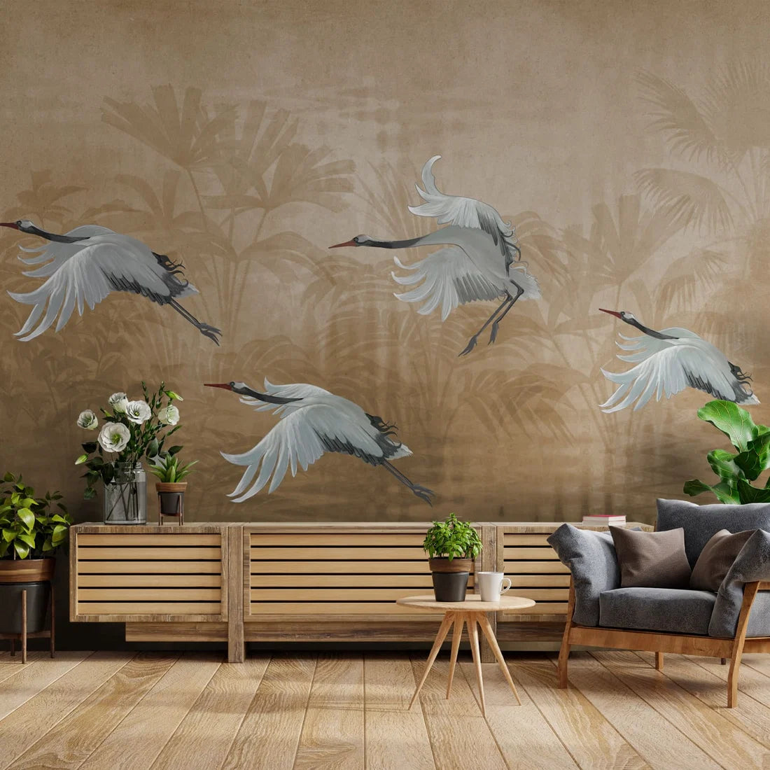 Flight of Grace: “Musafir Beautiful Cranes” Wallpaper