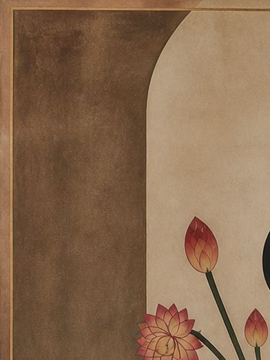 Handpainted – “Shrinathji in Crimson Bloom”: Contemporary Heritage Painting