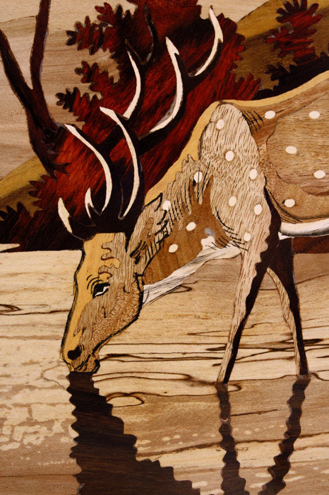 Mysore Rosewood Inlay – Deer Scenery Theme Wall Panel