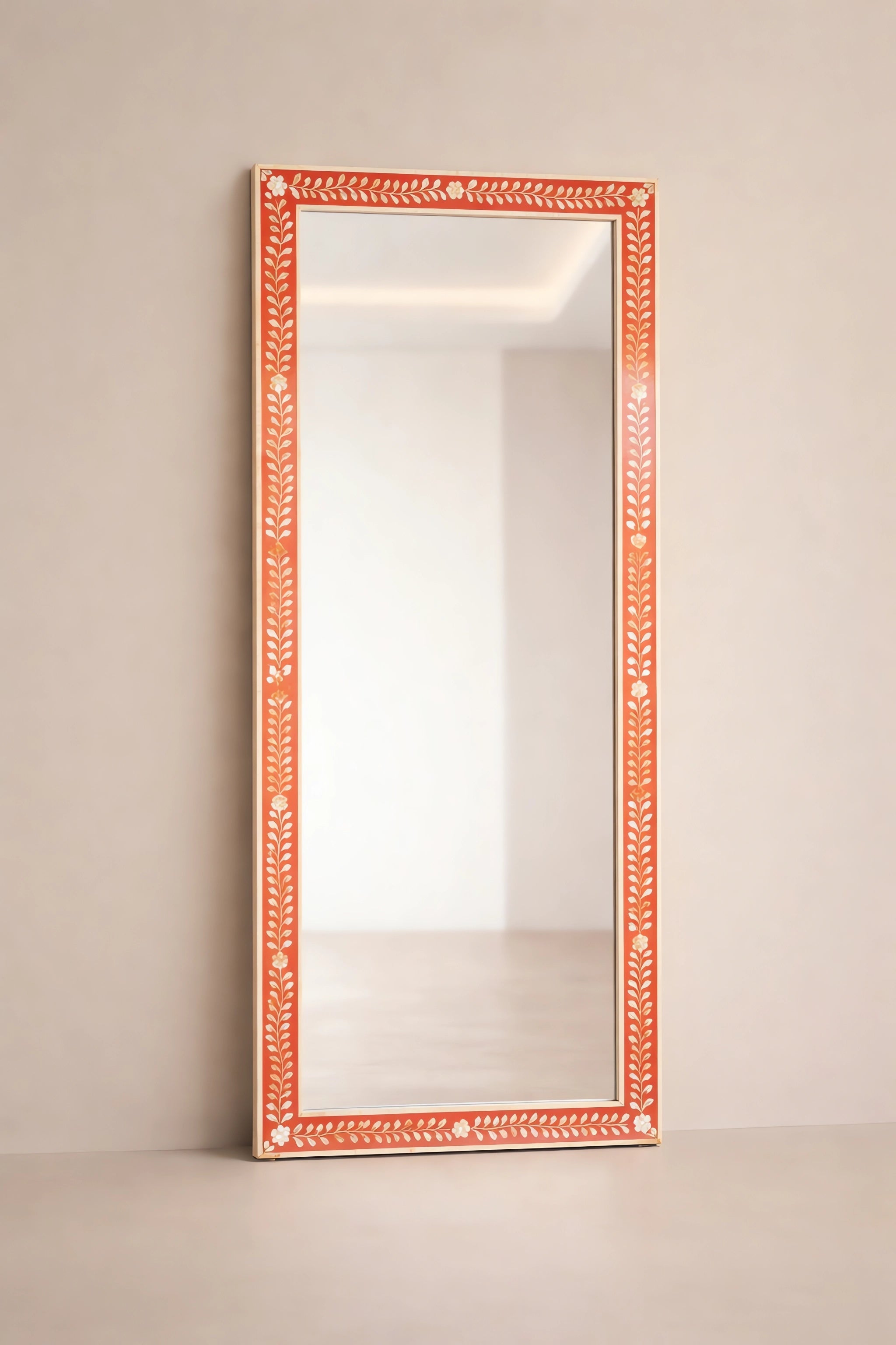 Desert Bloom Bone Inlay Floor Mirror