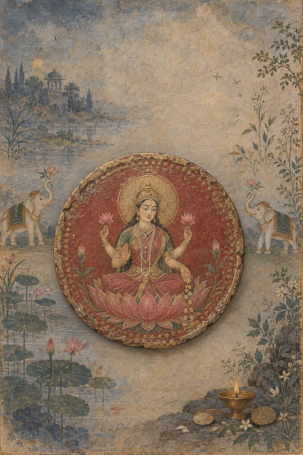 Art print - “Dhanada Lakshmi”: Goddess of Abundance in a Sacred Landscape