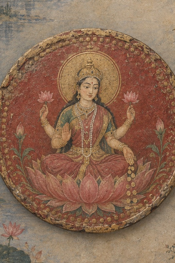 Art print - “Dhanada Lakshmi”: Goddess of Abundance in a Sacred Landscape