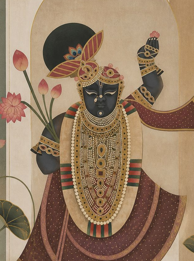 Handpainted – “Shrinathji in Earth Bloom”: Contemporary Heritage Painting