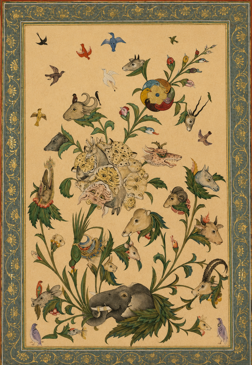 'A Floral Fantasy of Animals and Birds (Waq-waq)' Canvas Cloth Print, c.1610