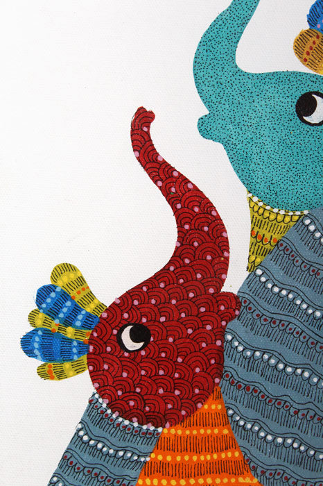 Gaja Vriksha – "The Cosmic Elephant Tree" Gond Art