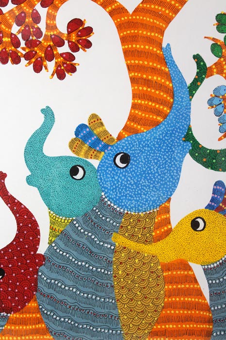 Gaja Vriksha – "The Cosmic Elephant Tree" Gond Art