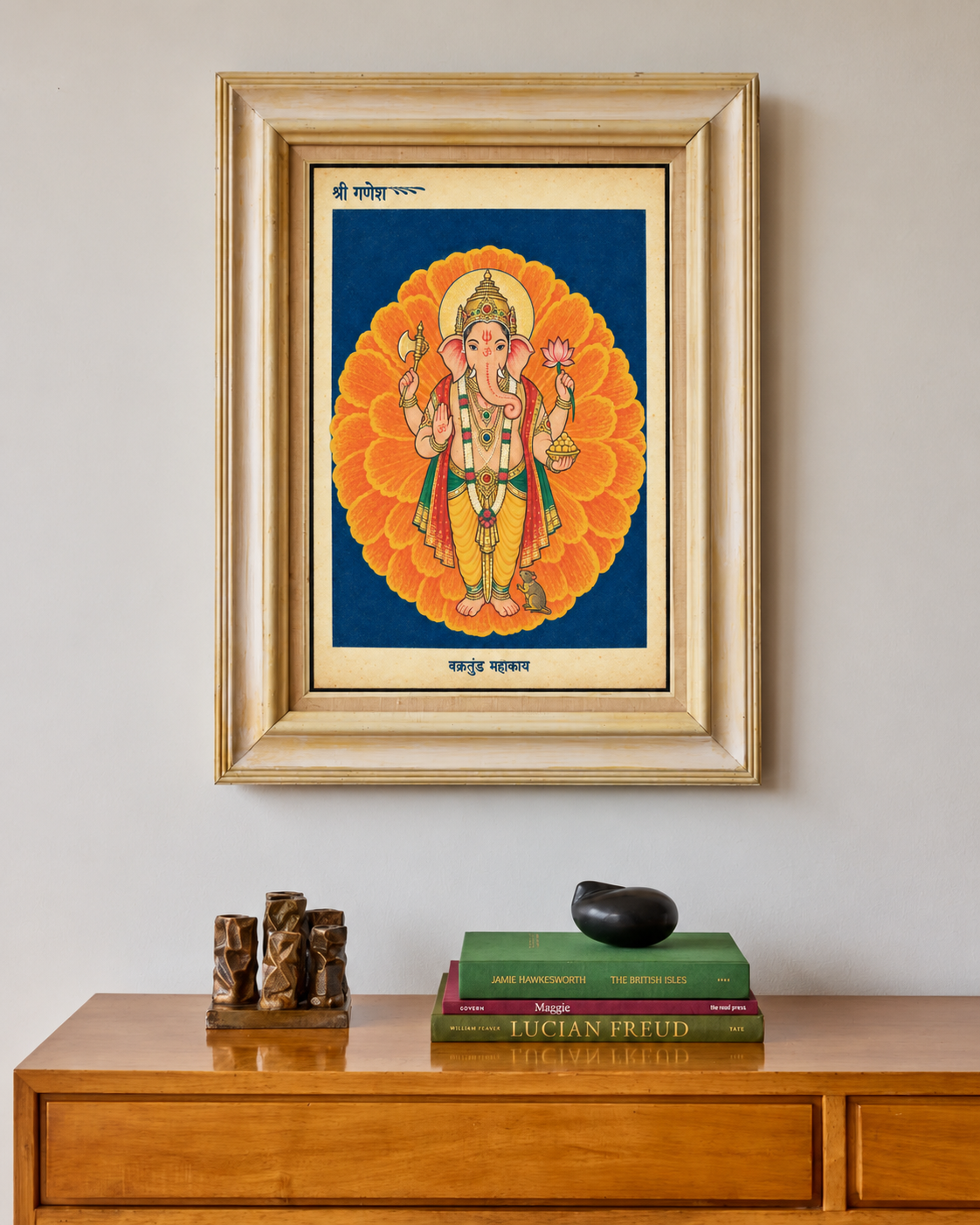 Art Print – “Vakratunda”: Lord Ganesha Before a Marigold Bloom