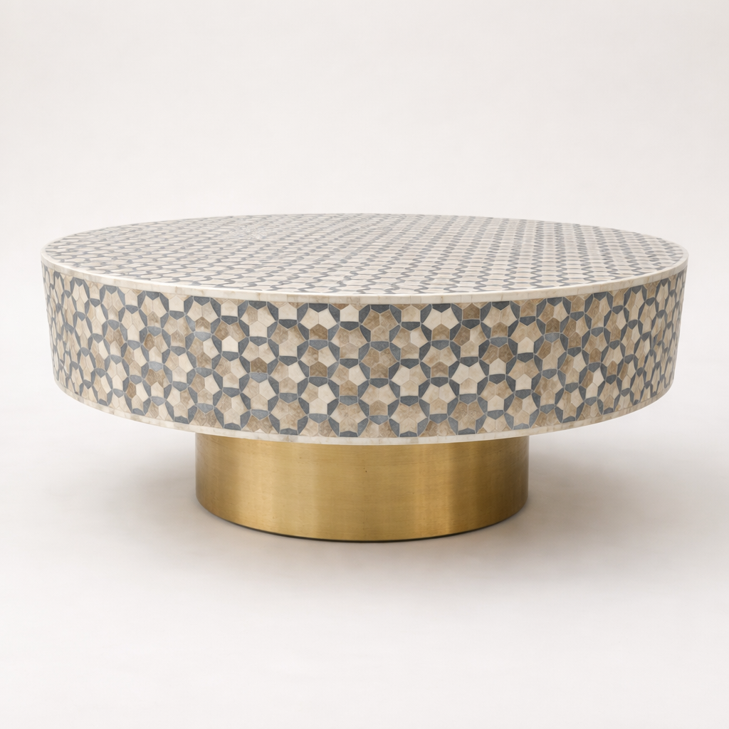 Celestial Mosaic Bone Inlay Coffee Table