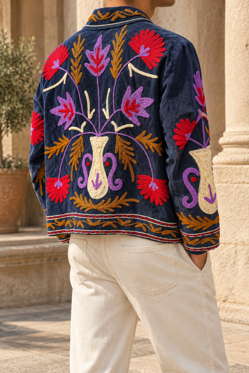 Gulbahar Jacket (Unisex) – Navy Multicolour Embroidered Jacket