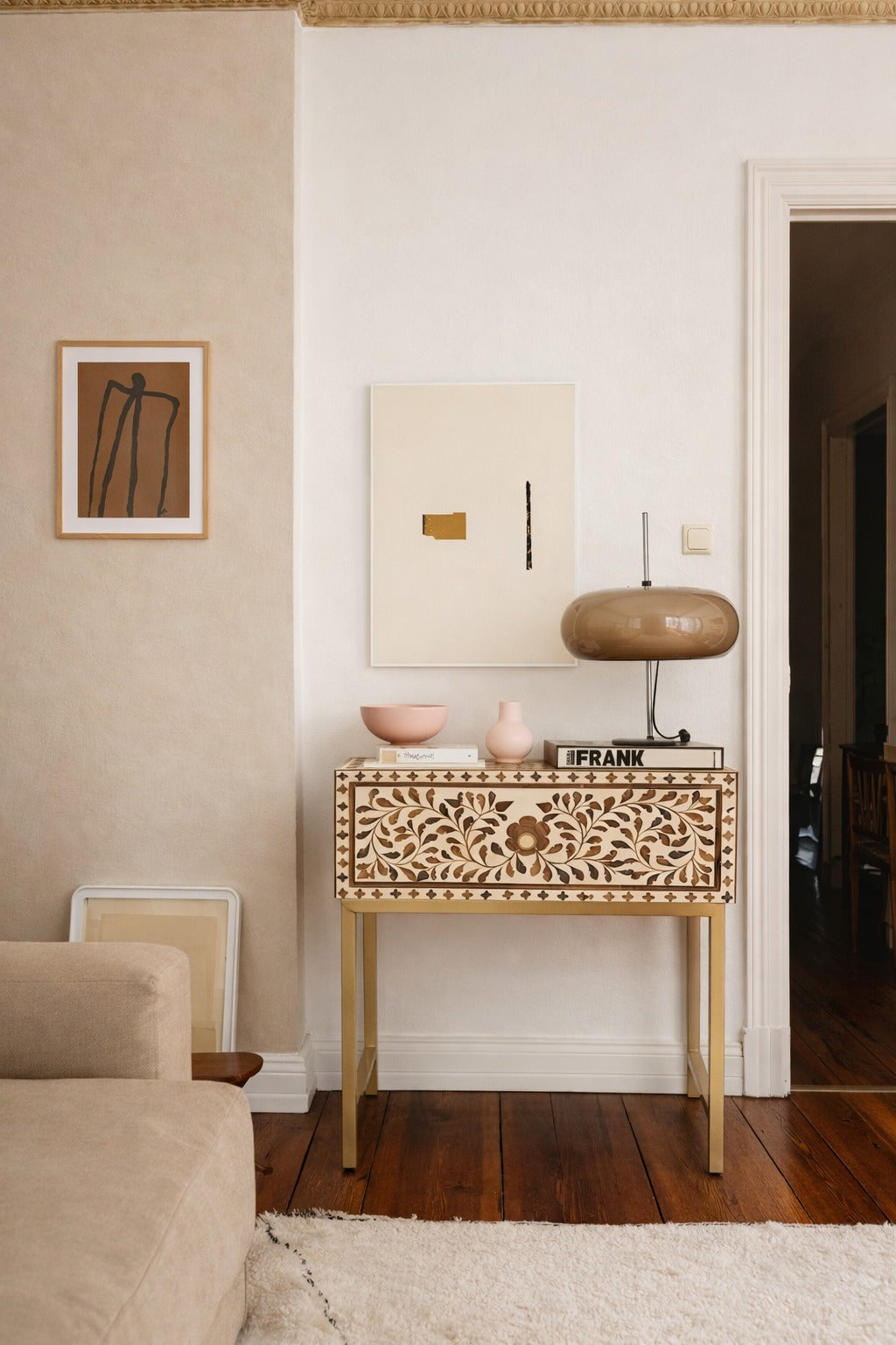 Petal Bone Inlay Console Table
