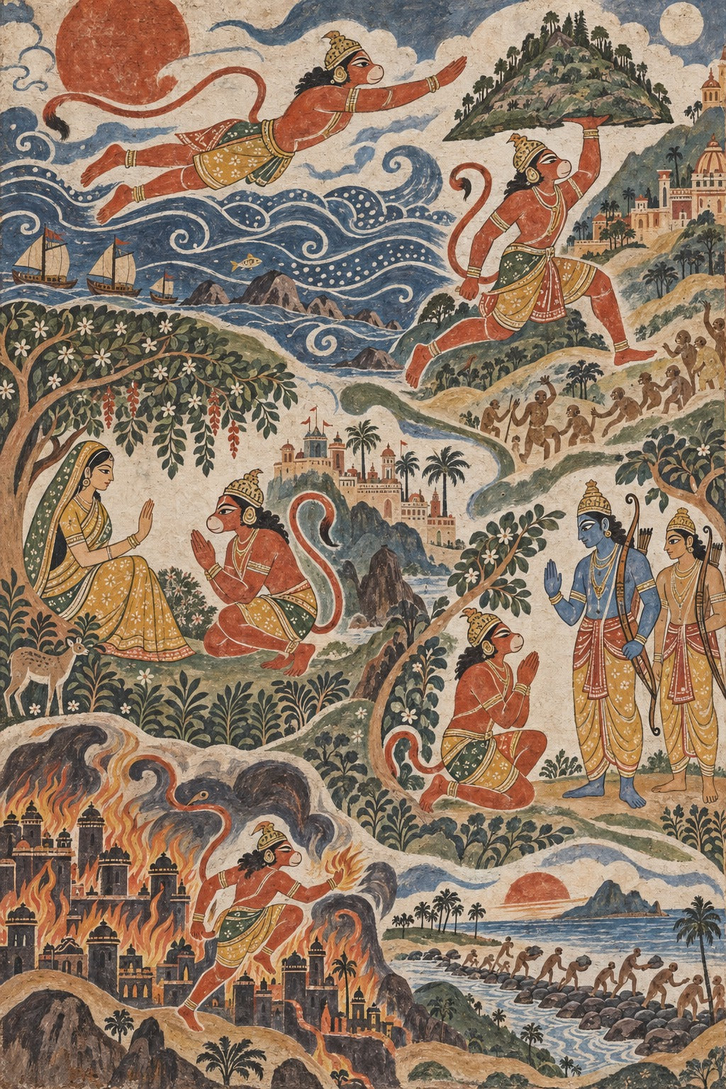 'Hanuman’s Devotion and Valour' - Indian Epics Prints