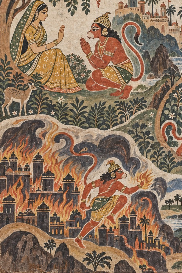 'Hanuman’s Devotion and Valour' - Indian Epics Prints