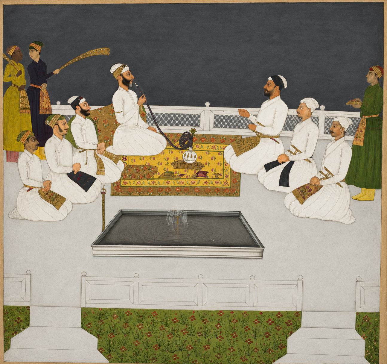 Husain Ali Khan Entertaining His Brothers Canvas Cloth Print, c.1712–19