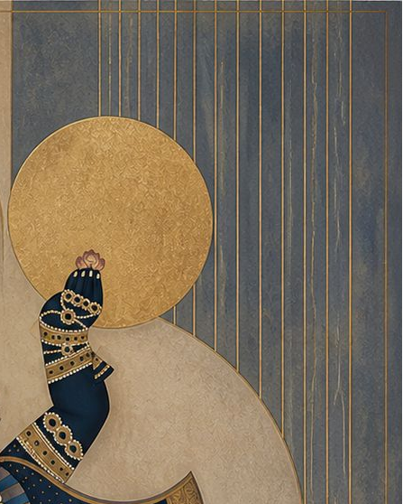 Handpainted – “Shrinathji in Indigo Bloom”: Contemporary Heritage Painting