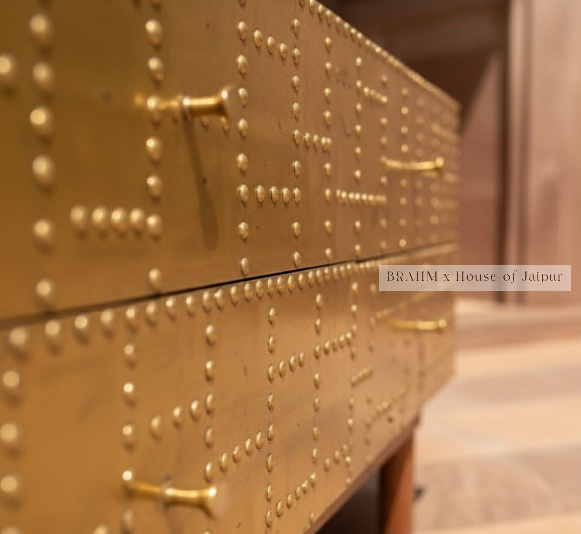 Jaipur Rivetwork Dresser – Handcrafted Brass Inlay Cabinet