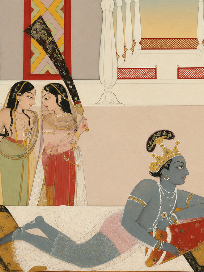 'Krishna Awaiting Radha' Canvas Cloth Print, c.1750