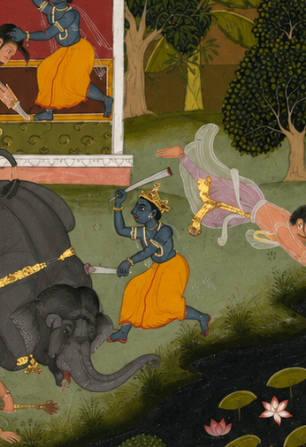 'Krishna Asks for Sweets' Canvas Cloth Print, c.1705