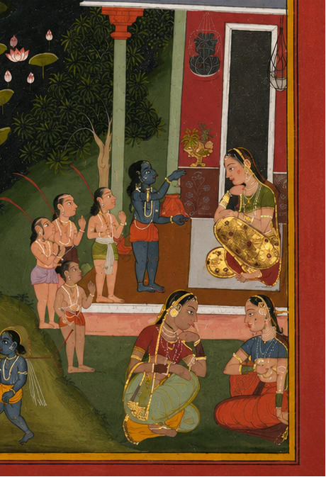 'Krishna Asks for Sweets' Canvas Cloth Print, c.1705