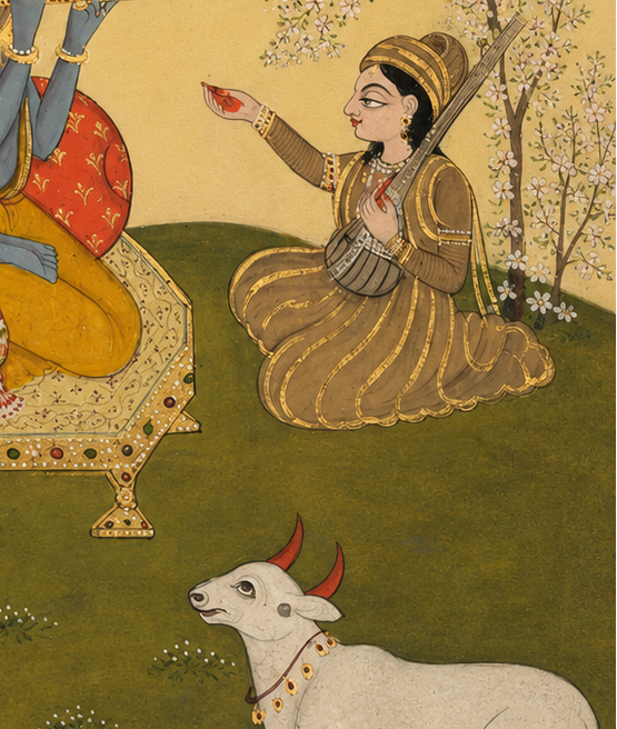 'Krishna and Gopis' Canvas Cloth Print, c.1850