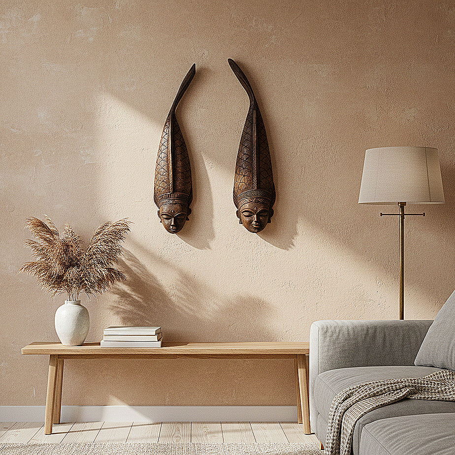 Kushmandi Wooden Mask Set – Fish Couple (Gomira Tradition, West Bengal)