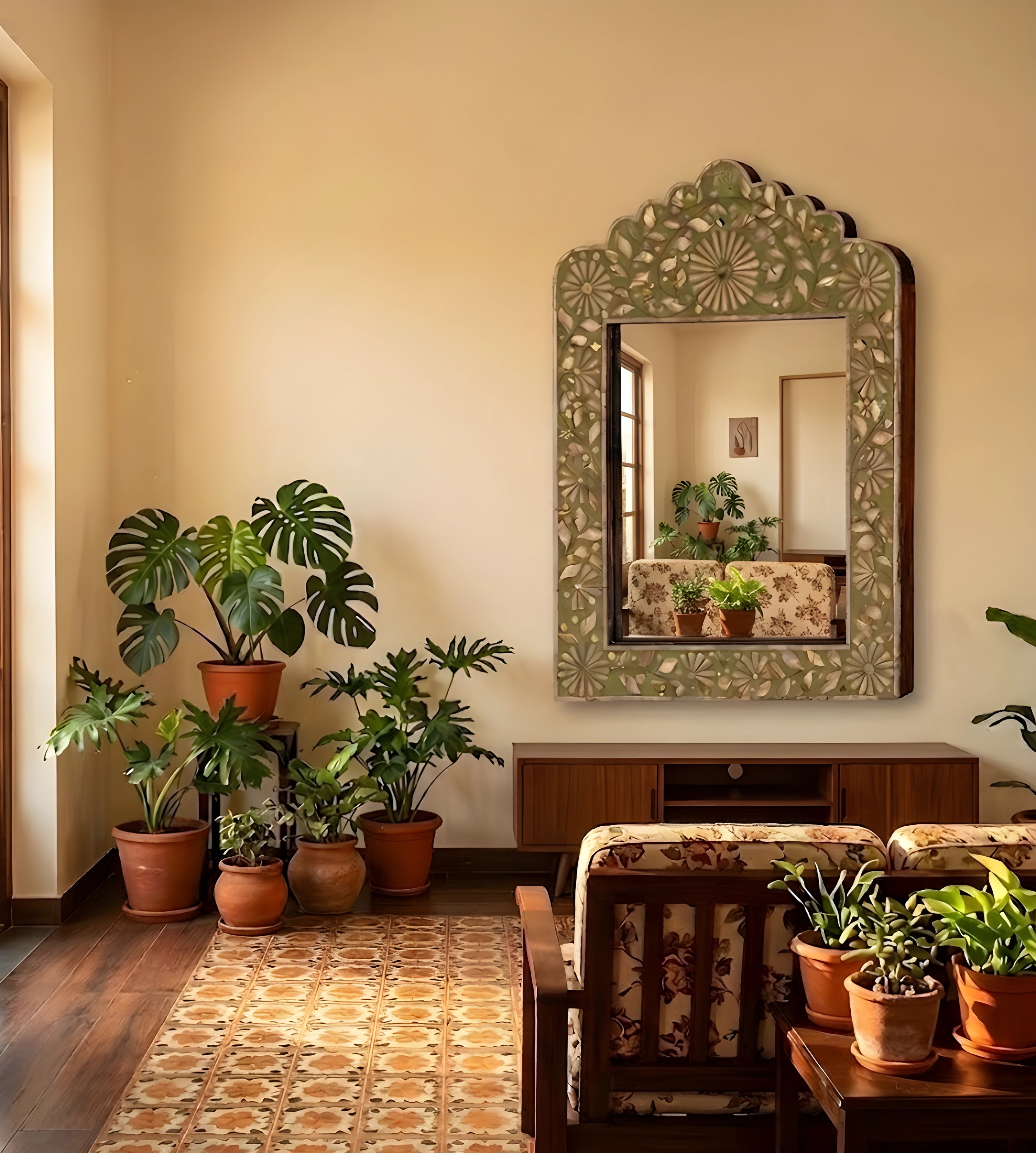 Luminous Pearl Mother of Pearl Inlay Wall Mirror