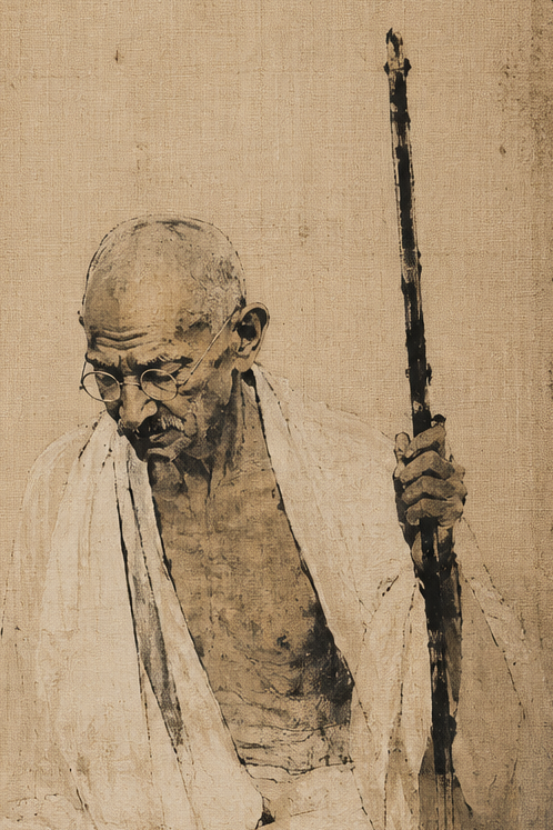 Handpainted – “The Mahatma”: Mahatma Gandhi, Contemporary Heritage Painting