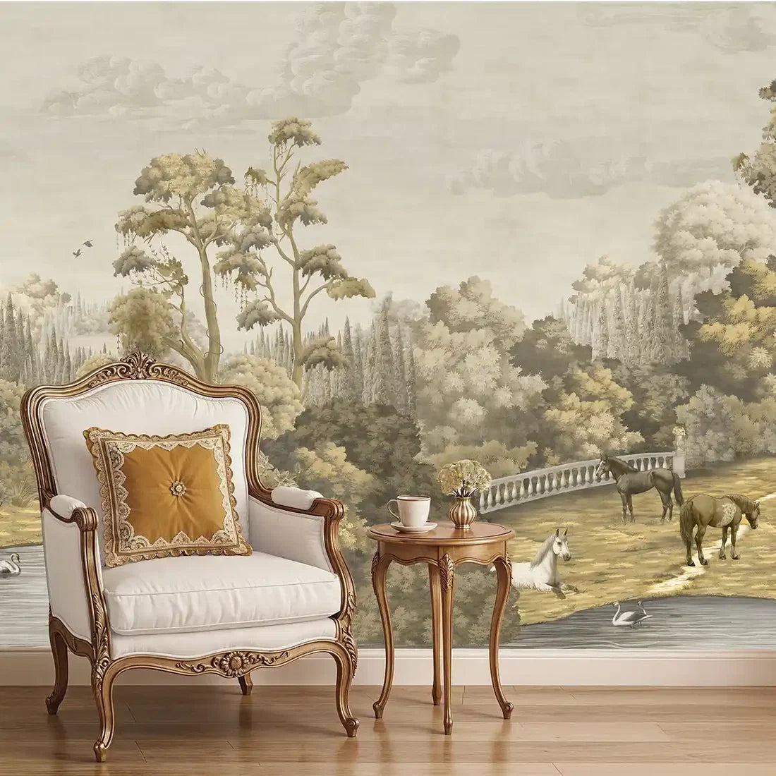 Golden Reverie: “A Manor Estate” Wallpaper