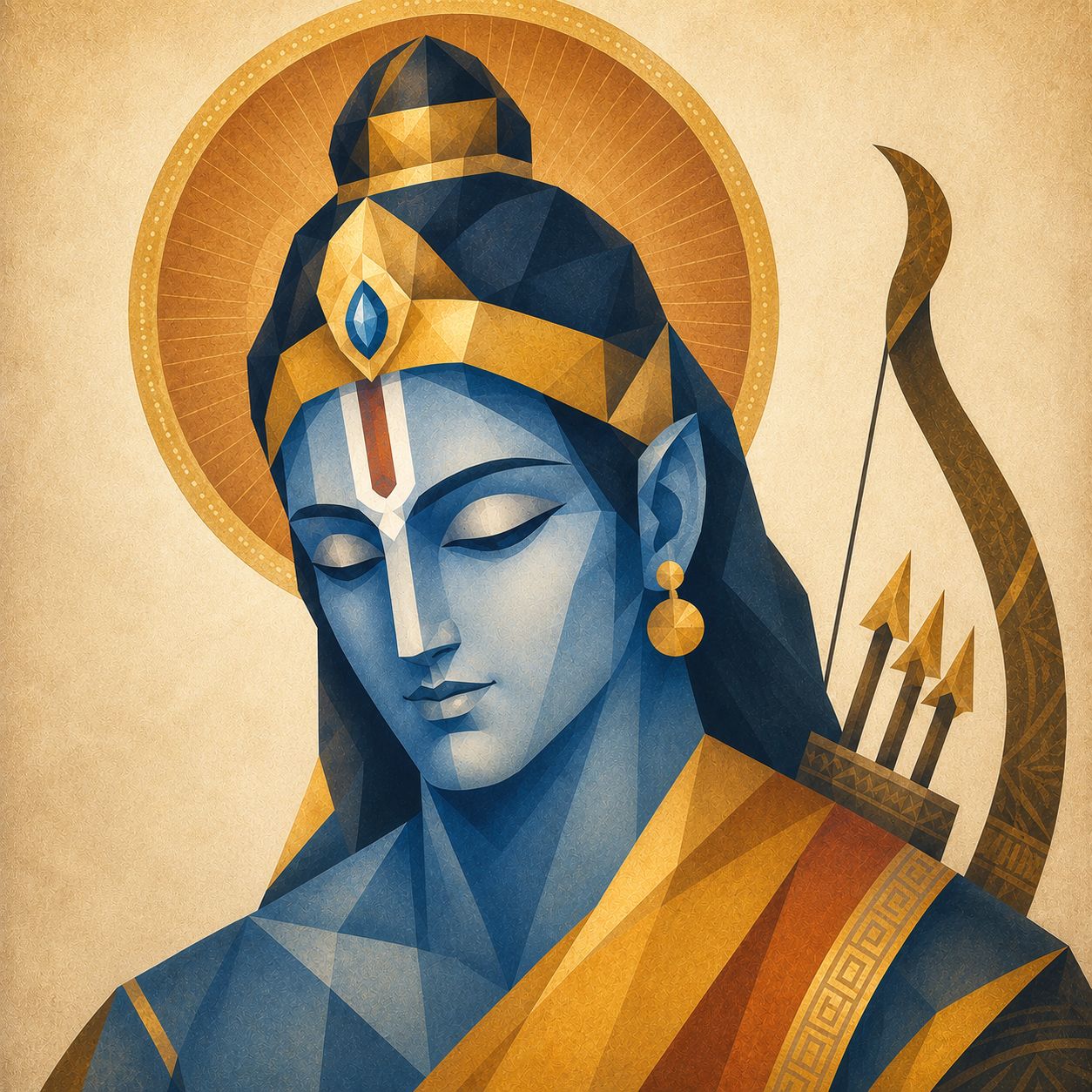Pichwai – “Maryada Pratibimb”: Cubist Portrait of Lord Rama