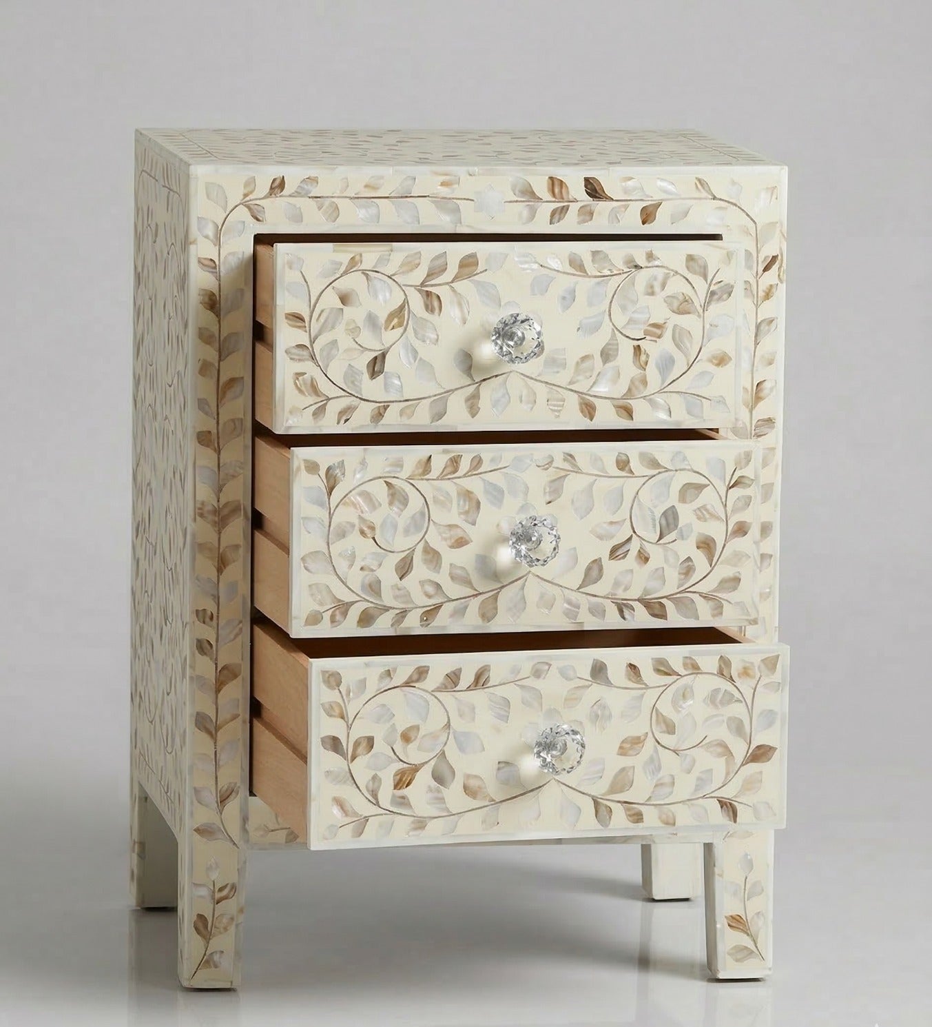 Midnight Garden Mother of Pearl Inlay Nightstand