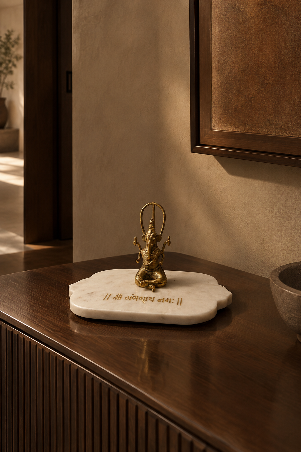 'Shri Ganeshaya Namah' Marble Tray