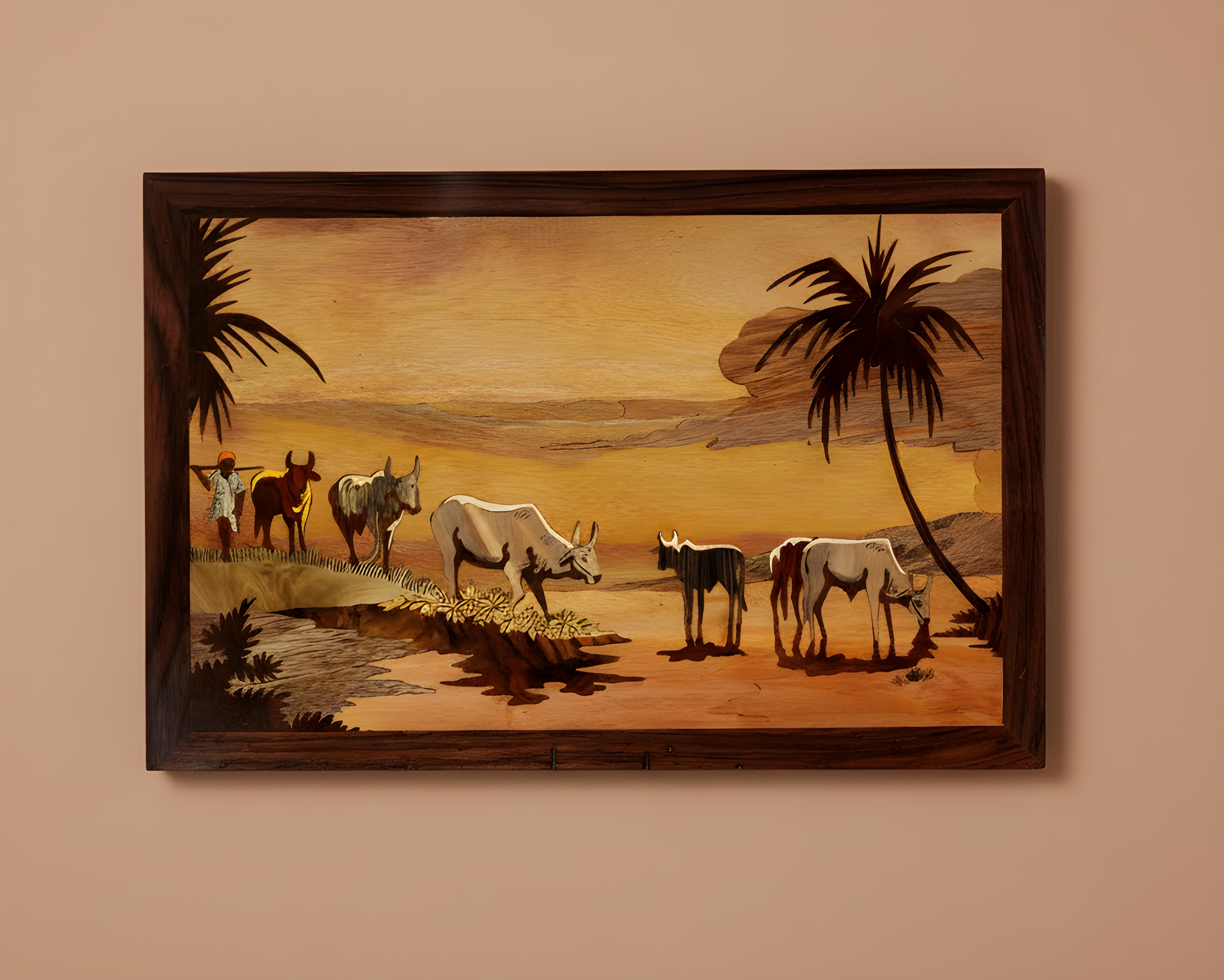 Mysore Rosewood Inlay – Farming Theme