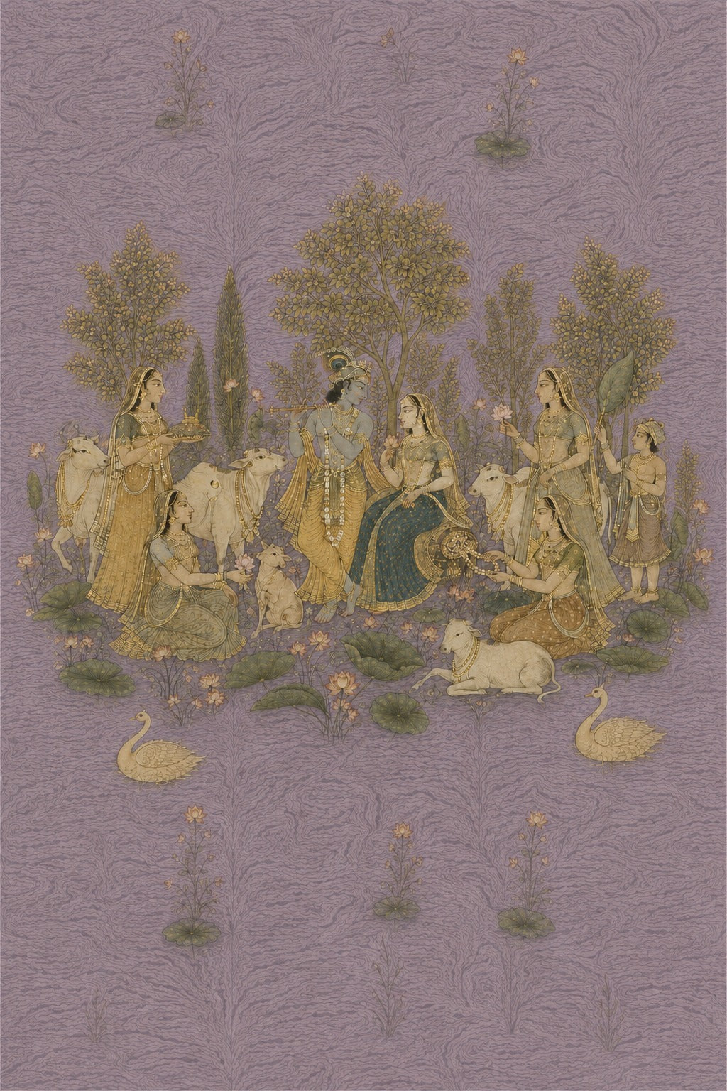 Pichwai – “Nikunj Leela in Lavender Hues”: Contemporary Heritage Painting