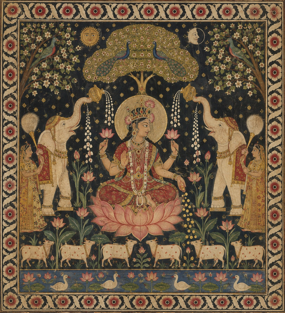Art print - “Padmalakshmi”: Goddess Lakshmi in the Garden of Abundance Print