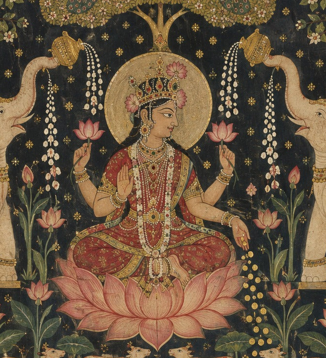 Art print - “Padmalakshmi”: Goddess Lakshmi in the Garden of Abundance Print