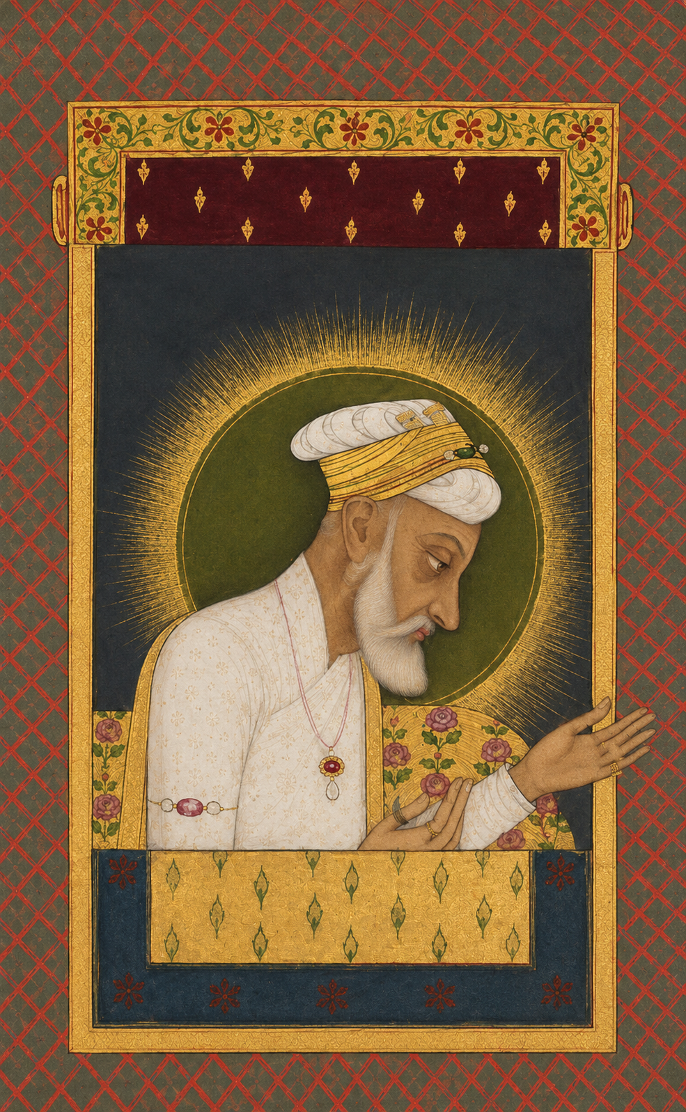 'Portrait of Emperor Alamgir (Aurangzeb)' Canvas Cloth Print, c.1700