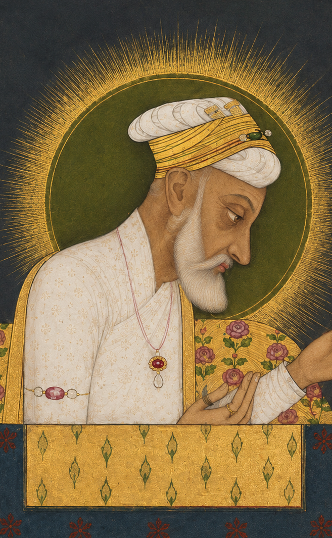'Portrait of Emperor Alamgir (Aurangzeb)' Canvas Cloth Print, c.1700
