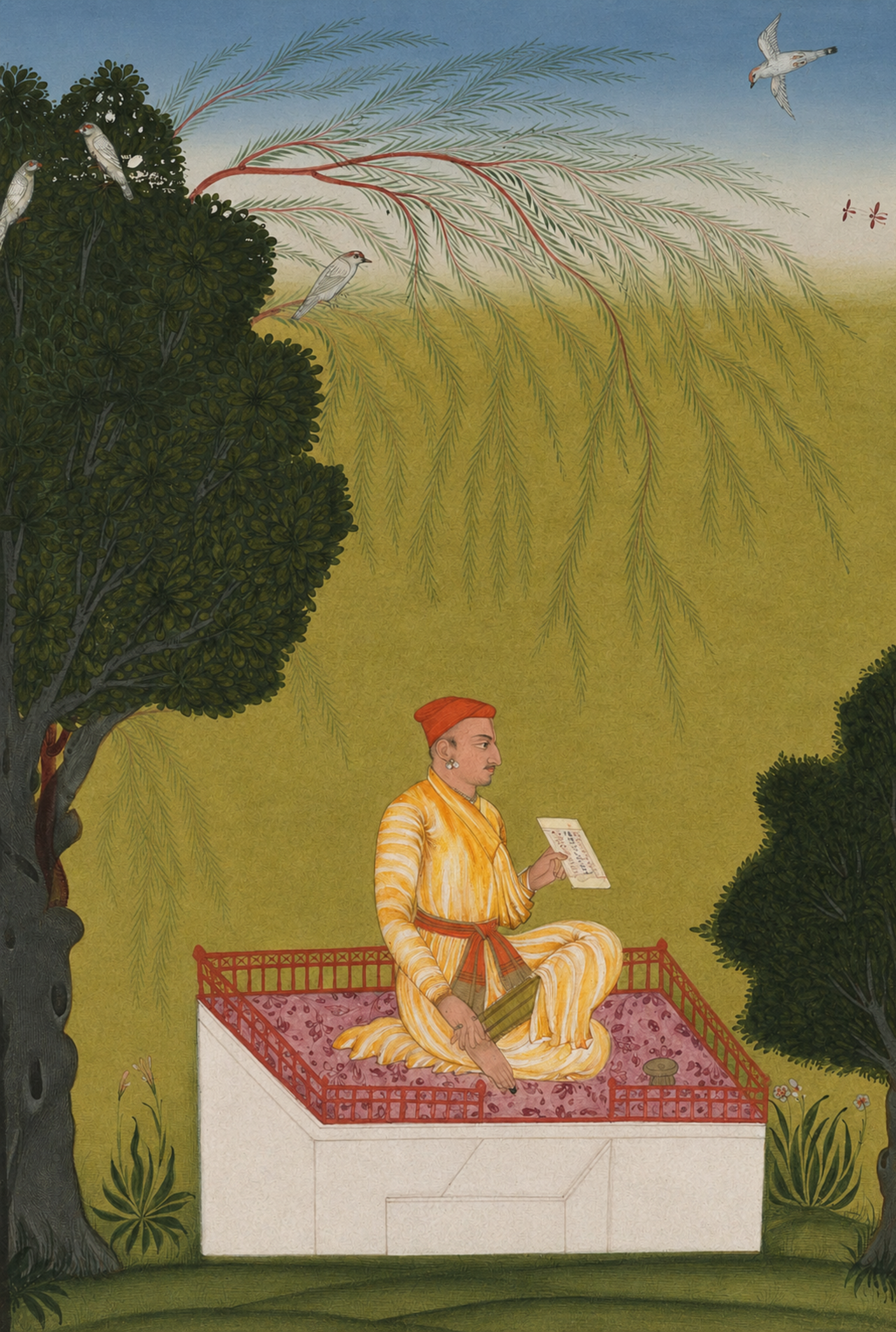 'Raja Dilip Singh of Guler on a Dais' Canvas Cloth Print, c.1707