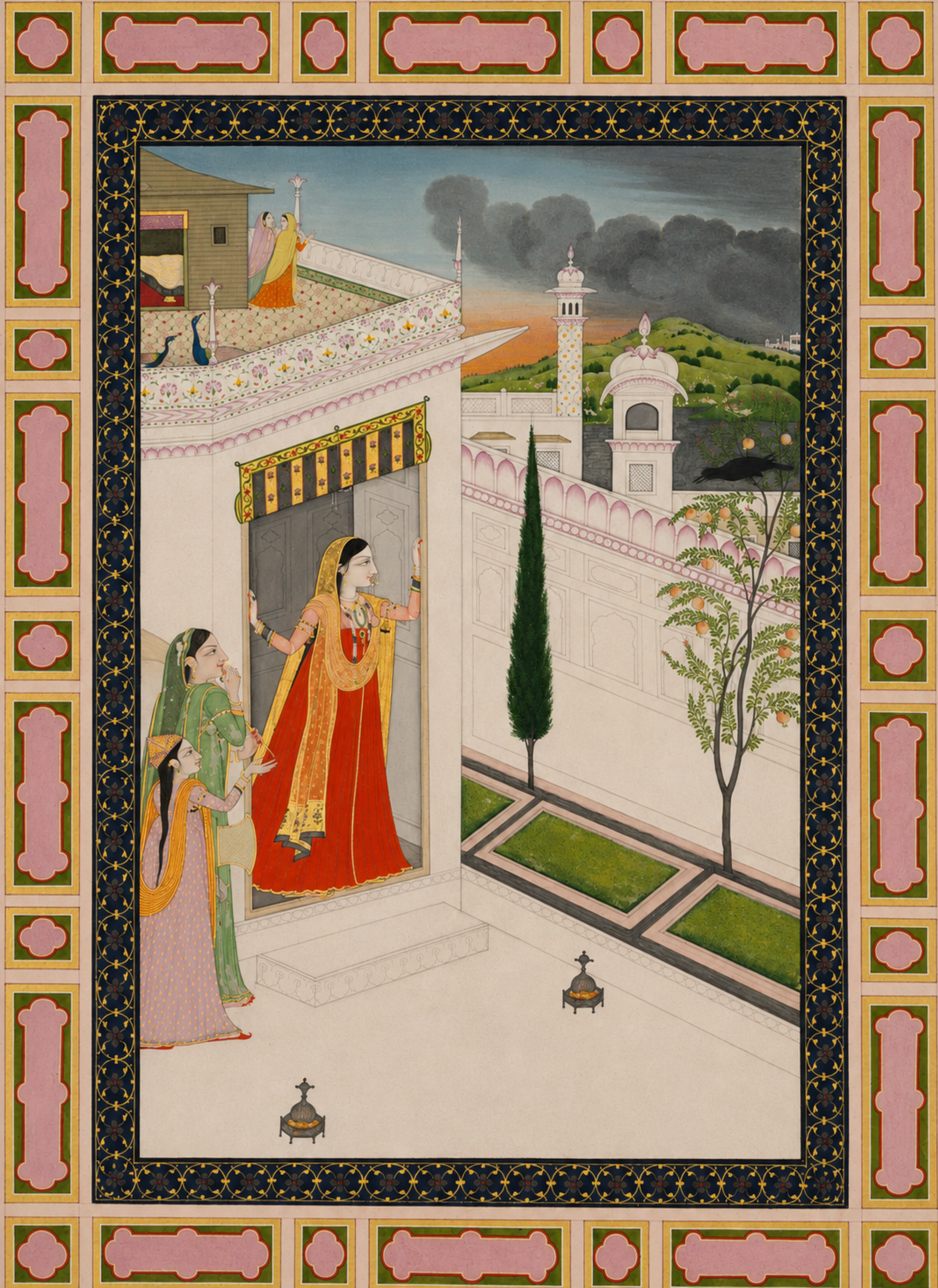 'Augury of the Crow: Vasakasajja Nayika' Canvas Cloth Print, c.1800