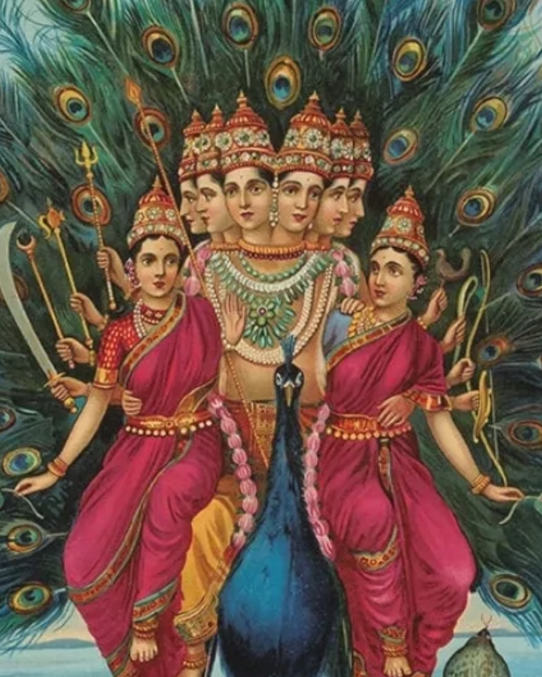 Raja Ravi Varma – "Murugan": The Six-Faced God of Victory and Divine Wisdom