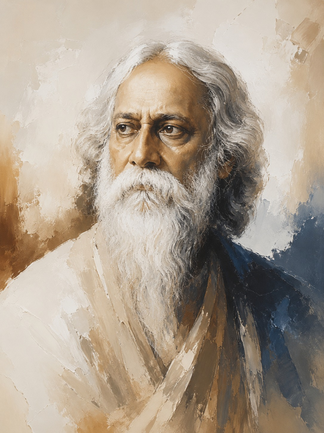 Handpainted – “Gurudev”: Rabindranath Tagore, Contemporary Heritage Painting
