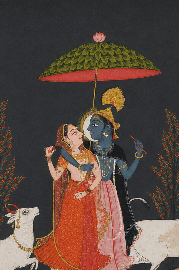 'Radha and Krishna in the Rain' Canvas Cloth Print, c.1780
