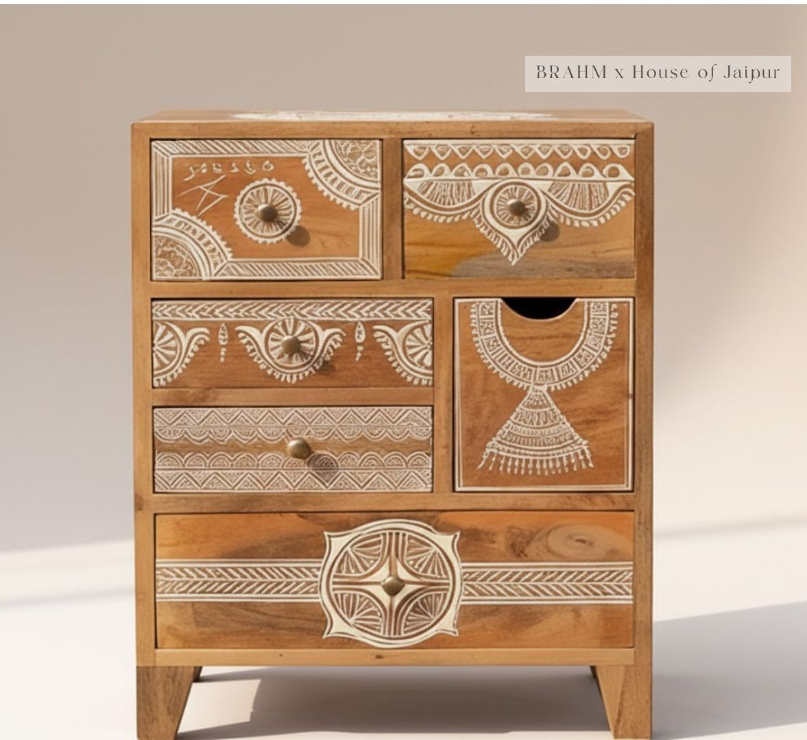 Rajika – Hand-Painted Solid Wood Bedside Chest