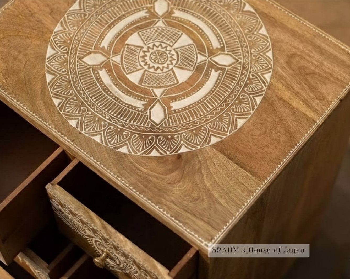 Rajika – Hand-Painted Solid Wood Bedside Chest