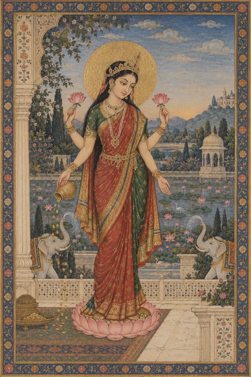 Art print - “Rajyalakshmi”: Goddess Lakshmi in the Garden of Abundance