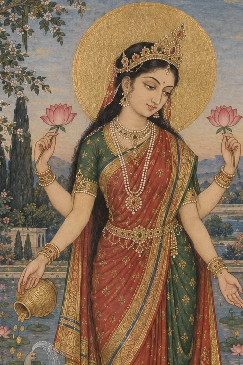 Art print - “Rajyalakshmi”: Goddess Lakshmi in the Garden of Abundance