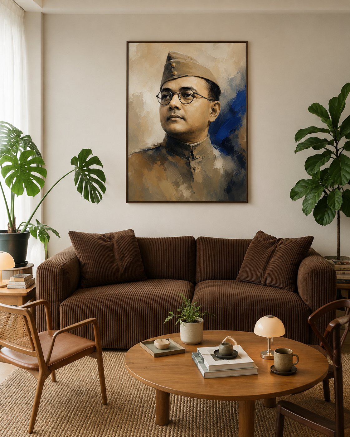 Handpainted – “Netaji”: Subhas Chandra Bose, Contemporary Heritage Painting