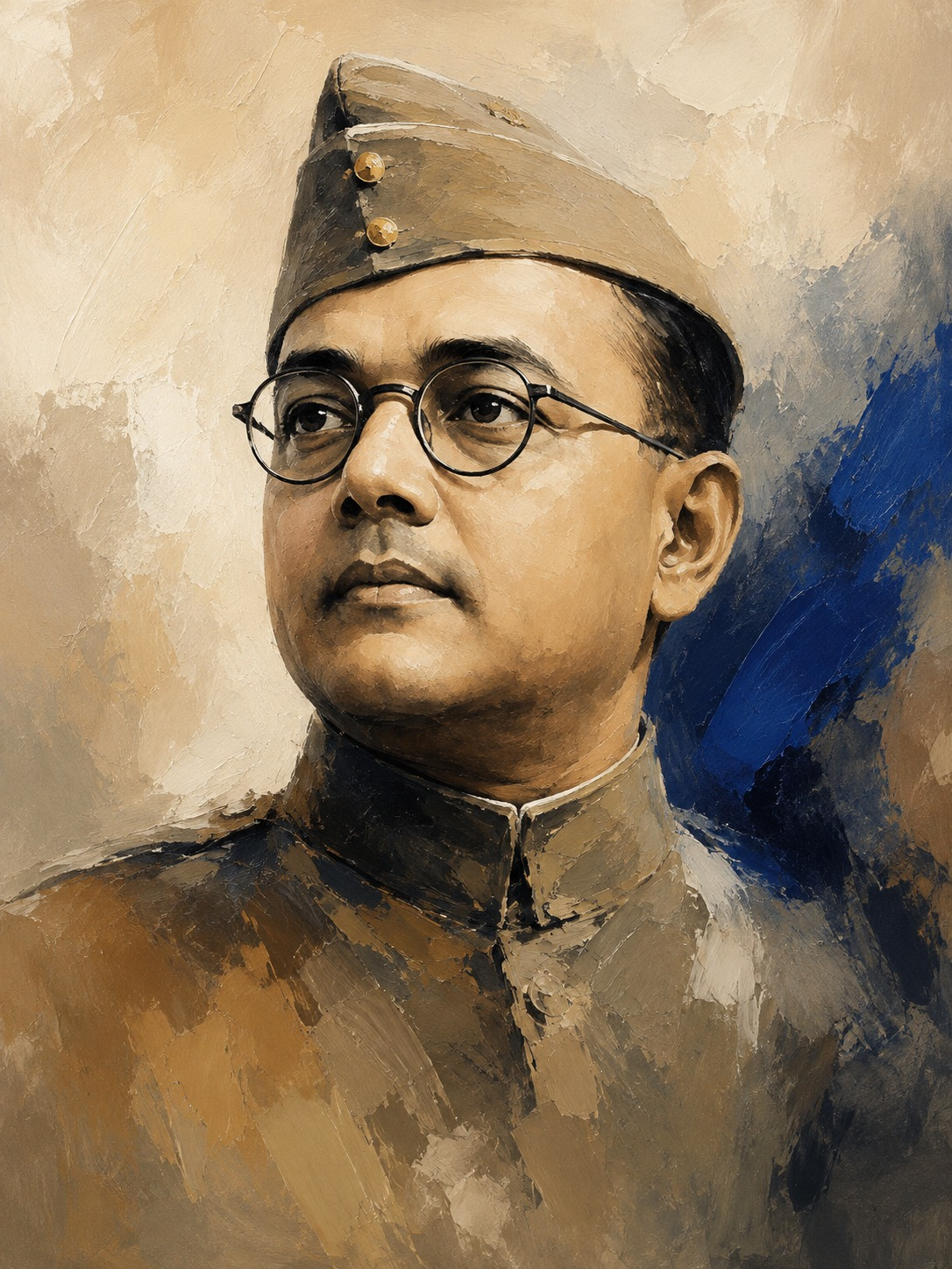 Handpainted – “Netaji”: Subhas Chandra Bose, Contemporary Heritage Painting
